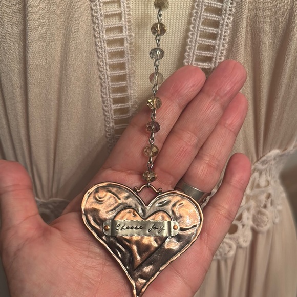 Heart Pendant Necklace with Beaded Chain - Picture 1 of 6